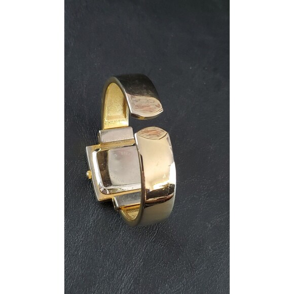 ANYA Hindmarch Gold Tone Square White Face Bangle Quartz Ladies Cuff Watch - Picture 6 of 11